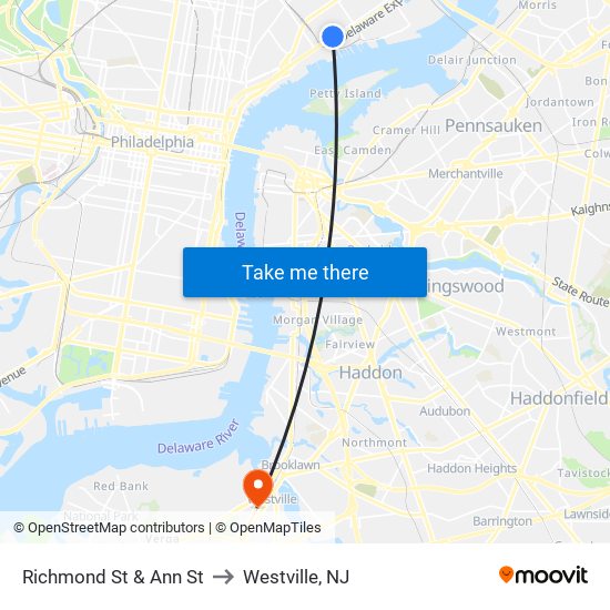 Richmond St & Ann St to Westville, NJ map