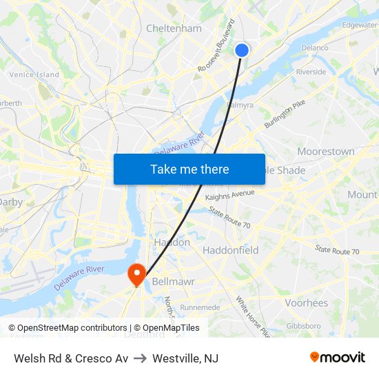 Welsh Rd & Cresco Av to Westville, NJ map