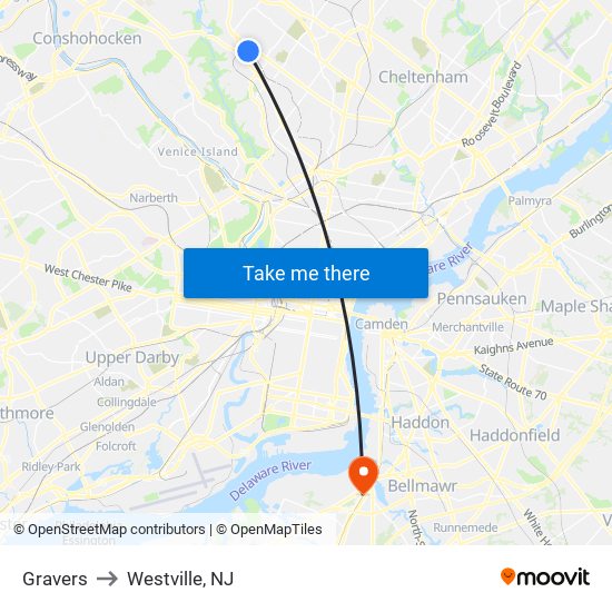 Gravers to Westville, NJ map