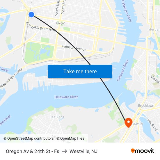 Oregon Av & 24th St - Fs to Westville, NJ map