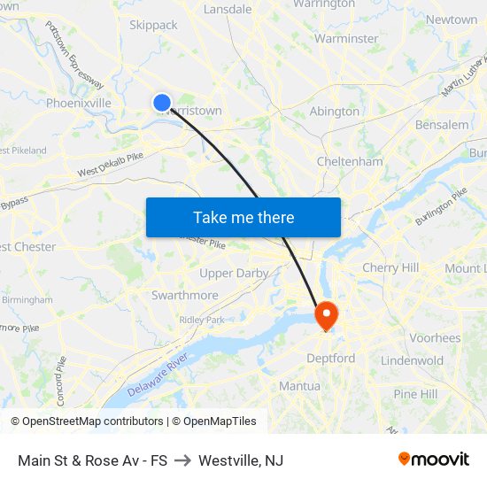 Main St & Rose Av - FS to Westville, NJ map