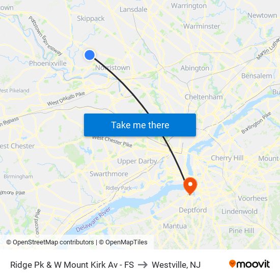 Ridge Pk & W Mount Kirk Av - FS to Westville, NJ map