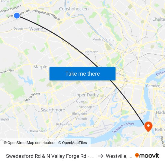 Swedesford Rd & N Valley Forge Rd - Mbfs to Westville, NJ map