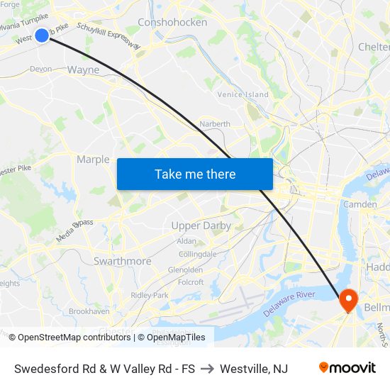 Swedesford Rd & W Valley Rd - FS to Westville, NJ map