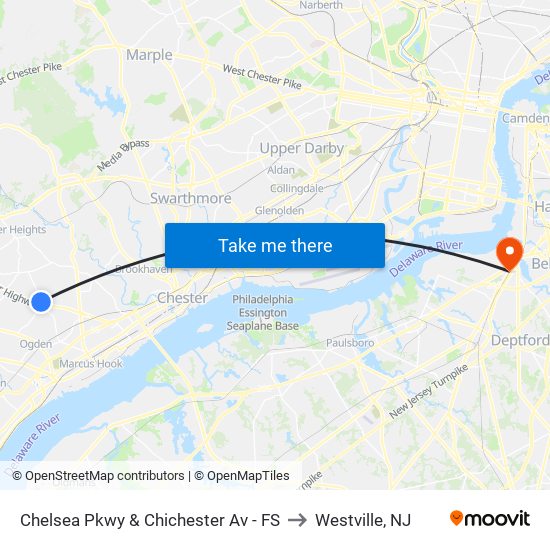 Chelsea Pkwy & Chichester Av - FS to Westville, NJ map