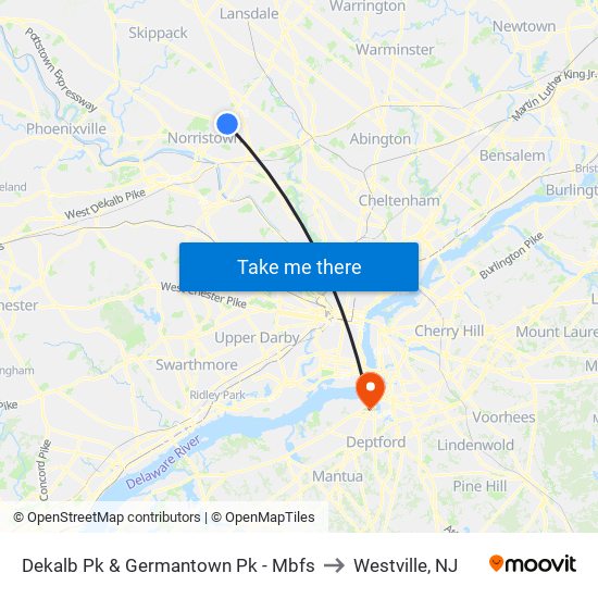 Dekalb Pk & Germantown Pk - Mbfs to Westville, NJ map
