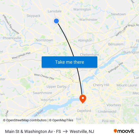 Main St & Washington Av - FS to Westville, NJ map