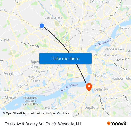 Essex Av & Dudley St - Fs to Westville, NJ map
