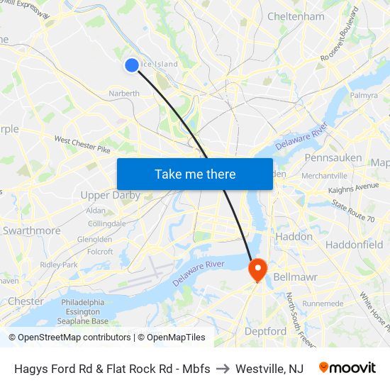 Hagys Ford Rd & Flat Rock Rd - Mbfs to Westville, NJ map