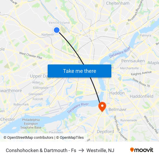 Conshohocken & Dartmouth - Fs to Westville, NJ map