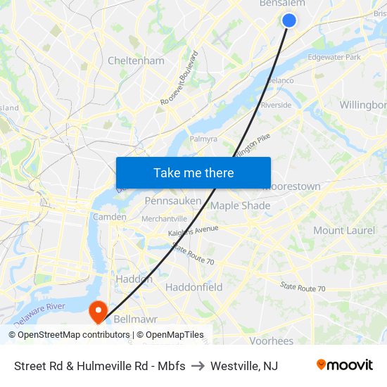 Street Rd & Hulmeville Rd - Mbfs to Westville, NJ map