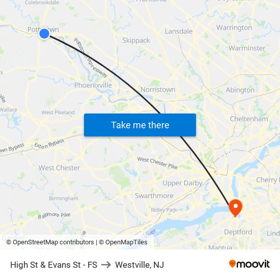 High St & Evans St - FS to Westville, NJ map