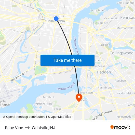 Race Vine to Westville, NJ map