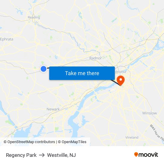 Regency Park to Westville, NJ map