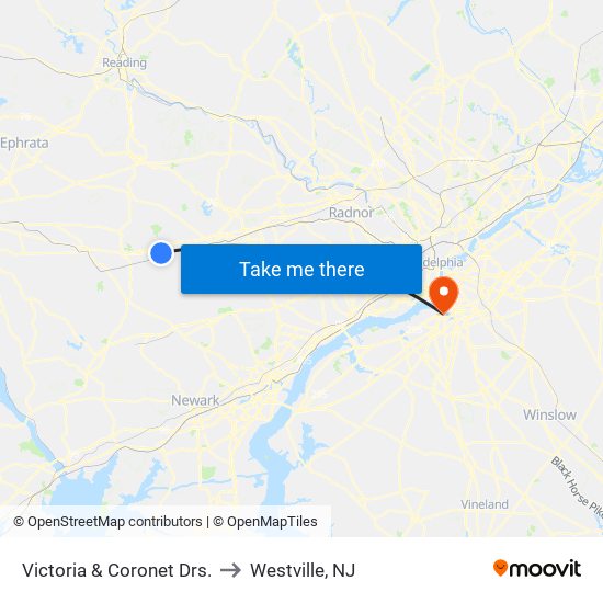 Victoria  &  Coronet Drs. to Westville, NJ map