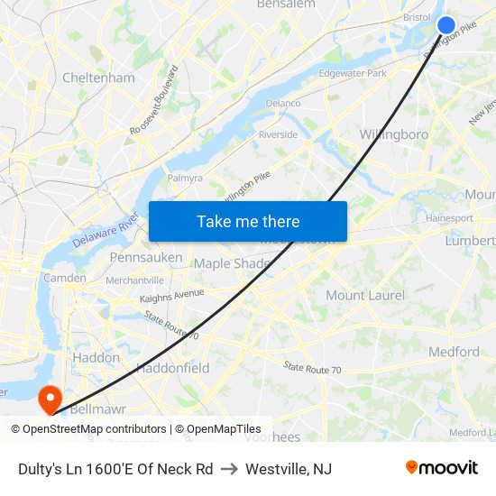 Dulty's Ln 1600'E Of Neck Rd to Westville, NJ map