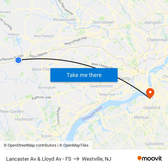 Lancaster Av & Lloyd Av - FS to Westville, NJ map
