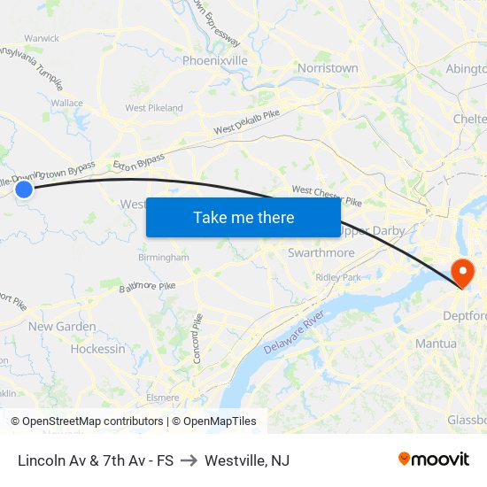 Lincoln Av & 7th Av - FS to Westville, NJ map