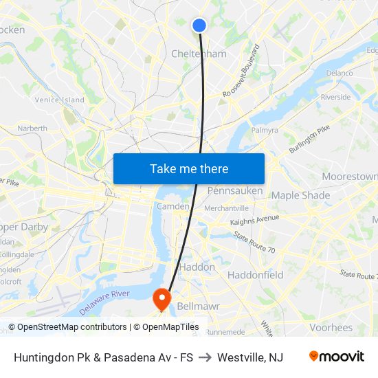 Huntingdon Pk & Pasadena Av - FS to Westville, NJ map