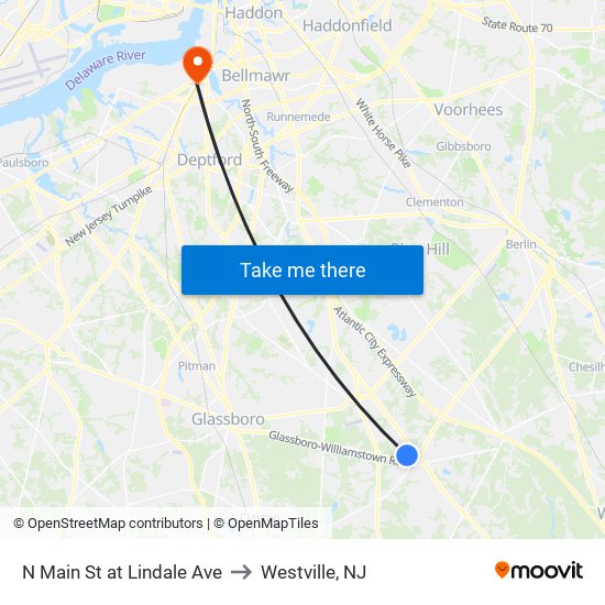 N Main St at Lindale Ave to Westville, NJ map