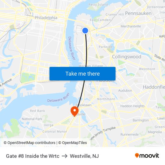 Gate #8 Inside the Wrtc to Westville, NJ map