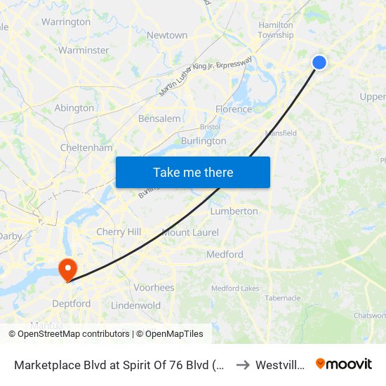 Marketplace Blvd at Spirit Of 76 Blvd (Chase Bank) to Westville, NJ map