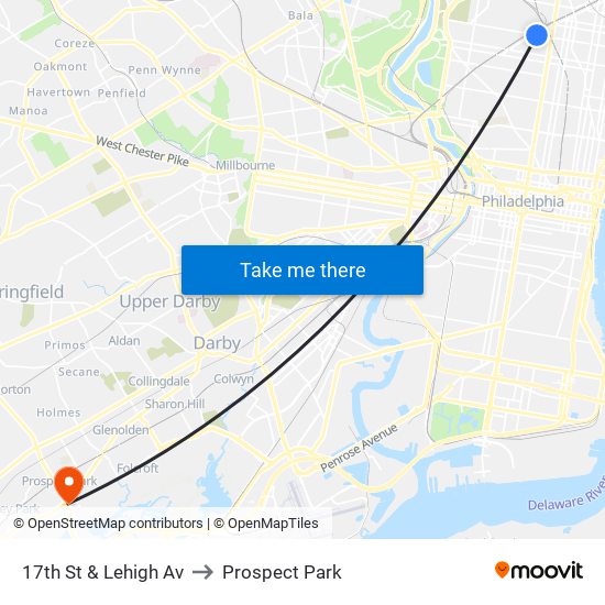 17th St & Lehigh Av to Prospect Park map