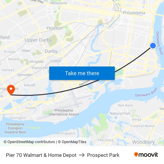 Pier 70 Walmart & Home Depot to Prospect Park map