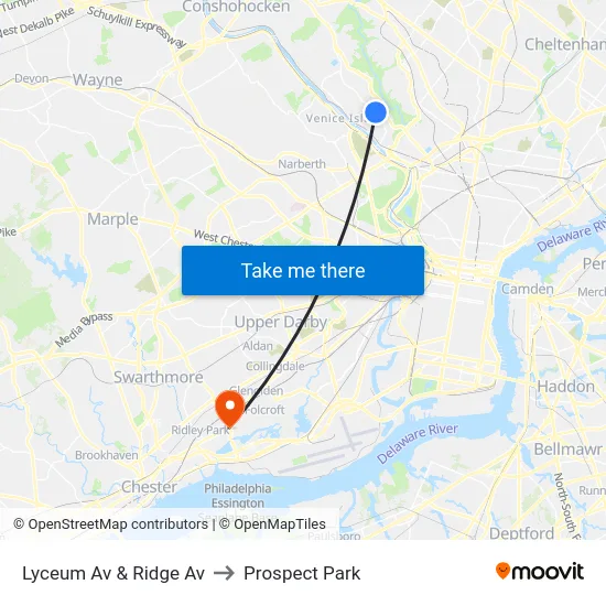 Lyceum Av & Ridge Av to Prospect Park map