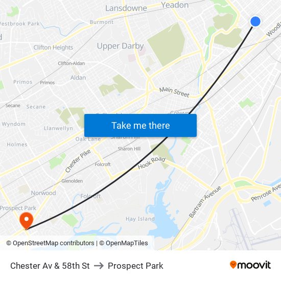 Chester Av & 58th St to Prospect Park map