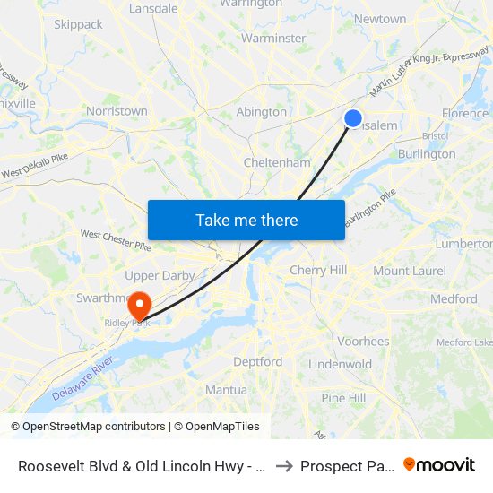 Roosevelt Blvd & Old Lincoln Hwy - FS to Prospect Park map