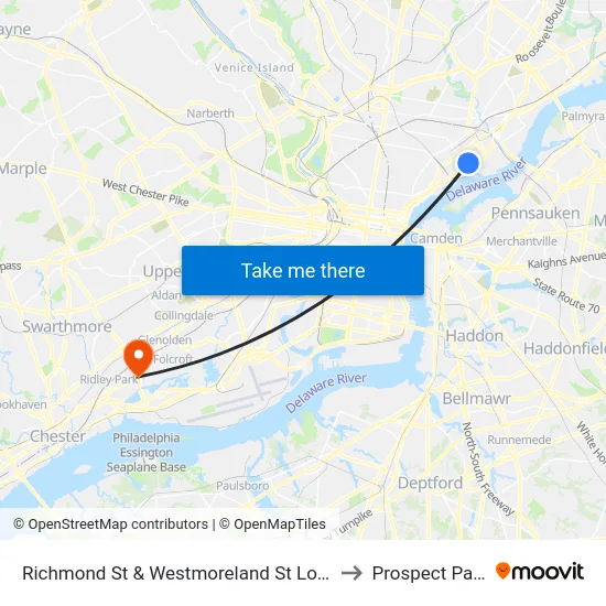 Richmond St & Westmoreland St Loop to Prospect Park map