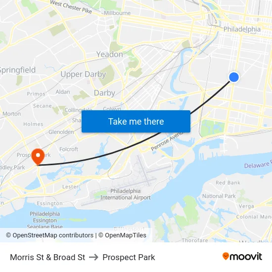 Morris St & Broad St to Prospect Park map