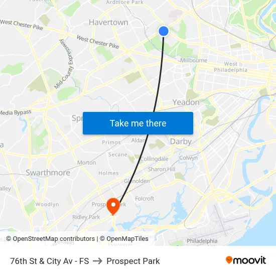 76th St & City Av - FS to Prospect Park map