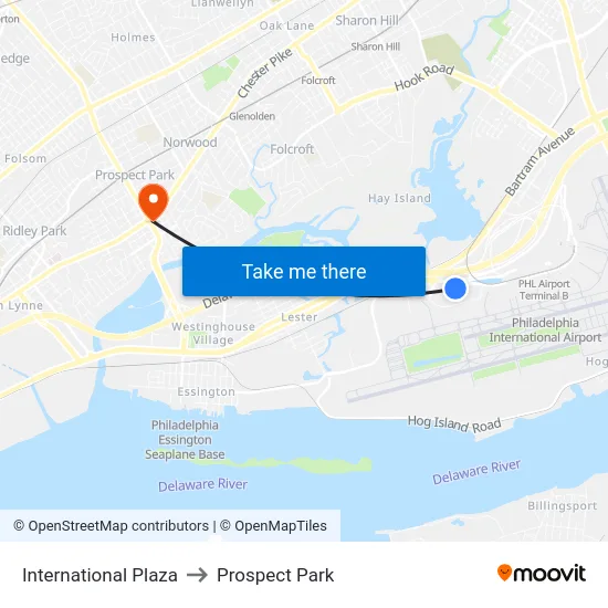 International Plaza to Prospect Park map