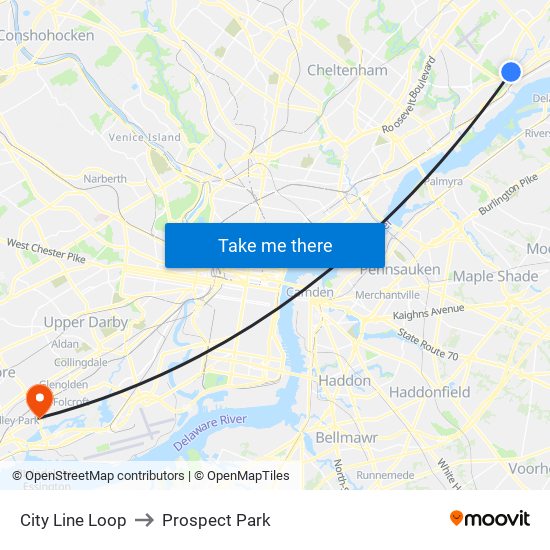 City Line Loop to Prospect Park map