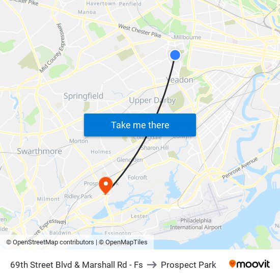 69th Street Blvd & Marshall Rd - Fs to Prospect Park map