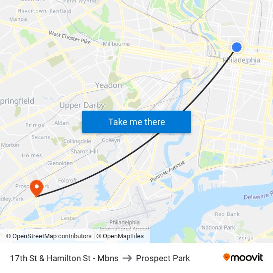 17th St & Hamilton St - Mbns to Prospect Park map