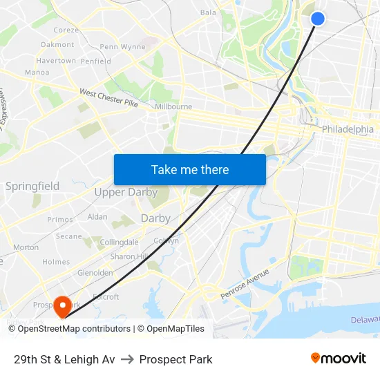 29th St & Lehigh Av to Prospect Park map