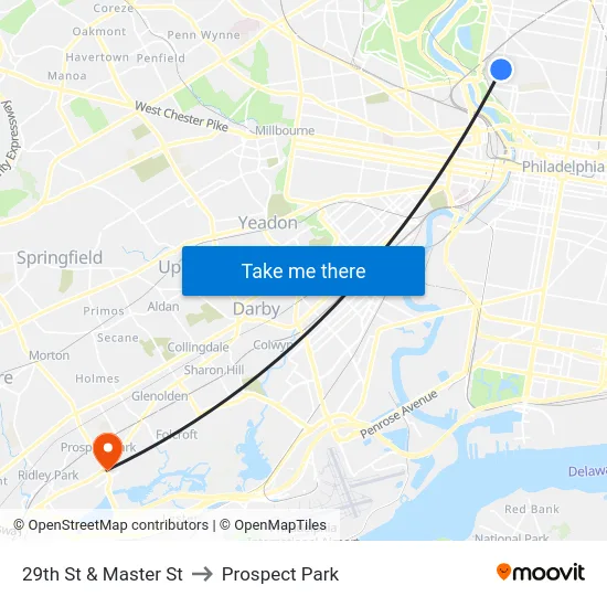 29th St & Master St to Prospect Park map