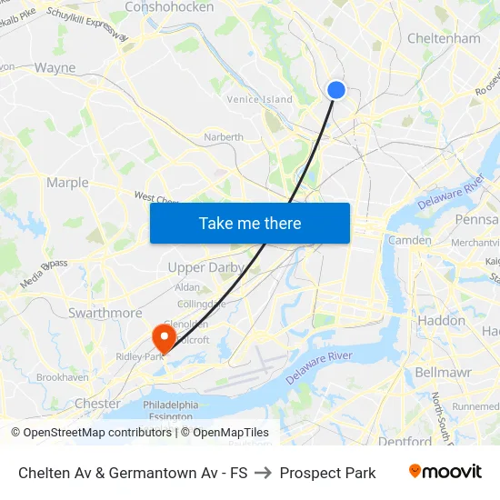 Chelten Av & Germantown Av - FS to Prospect Park map