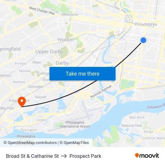 Broad St & Catharine St to Prospect Park map