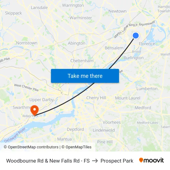 Woodbourne Rd & New Falls Rd - FS to Prospect Park map