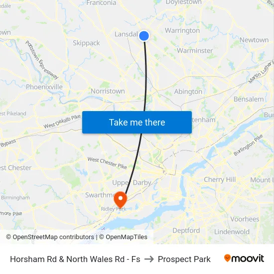 Horsham Rd & North Wales Rd - Fs to Prospect Park map