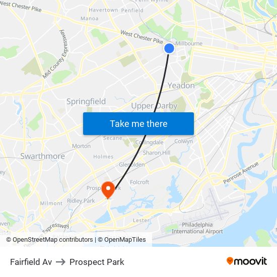 Fairfield Av to Prospect Park map