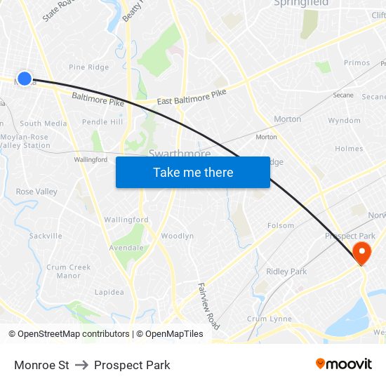 Monroe St to Prospect Park map