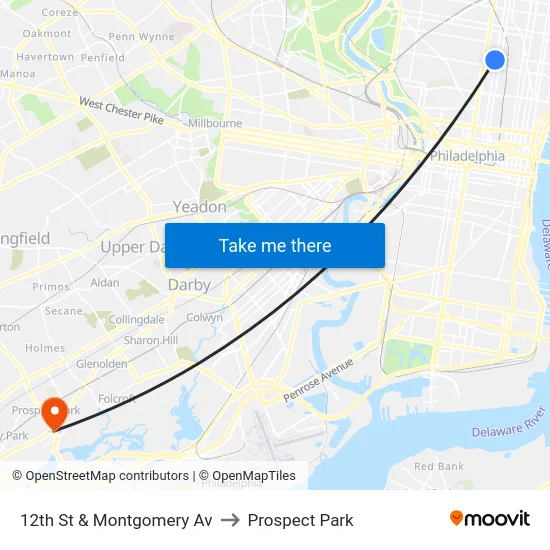 12th St & Montgomery Av to Prospect Park map