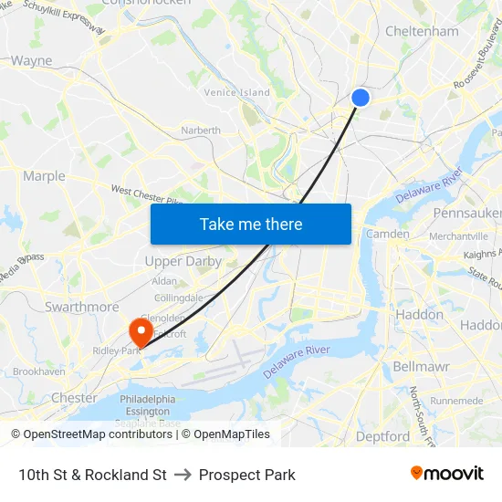 10th St & Rockland St to Prospect Park map