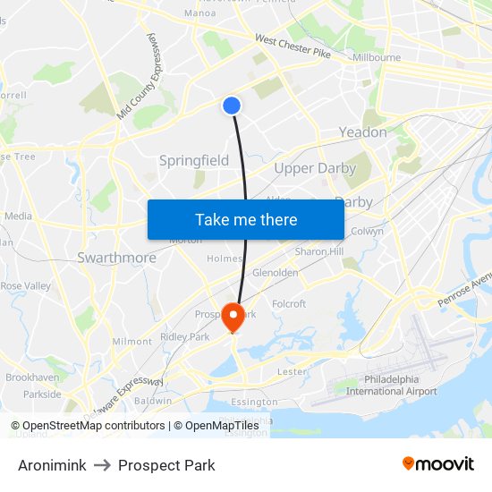 Aronimink to Prospect Park map