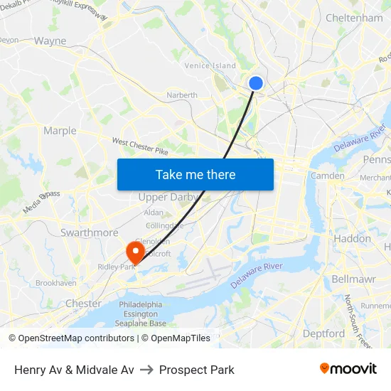 Henry Av & Midvale Av to Prospect Park map